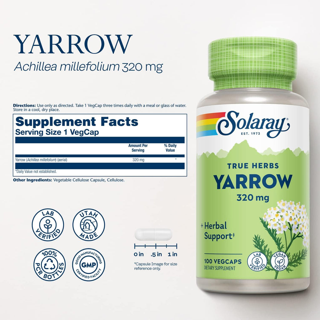 SOLARAY True Herbs Milenrama 320 mg, 100 Cápsulas Vegetales