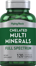 Piping Rock Complejo Mineral Quelado | 120 Cápsulas | Para Hombres y Mujeres | Sin Hierro | No-GMO, Sin Gluten
