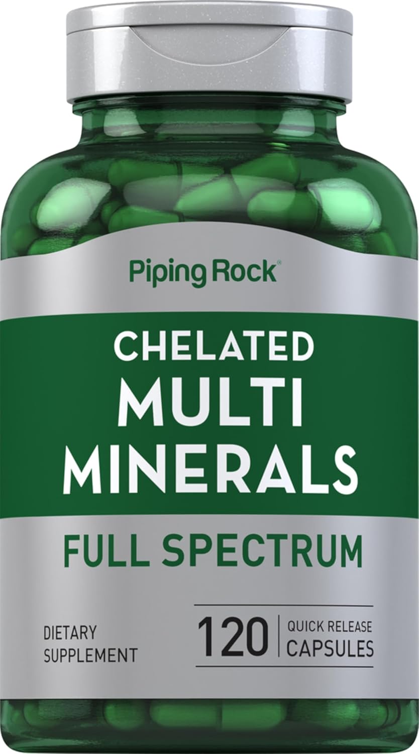 Piping Rock Complejo Mineral Quelado | 120 Cápsulas | Para Hombres y Mujeres | Sin Hierro | No-GMO, Sin Gluten