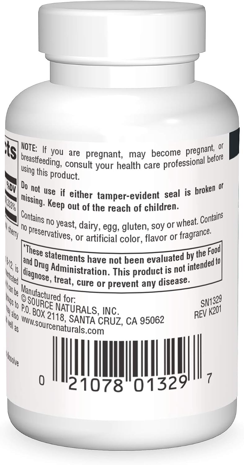 Source Naturals Metilcobalamina B12 5mg Sabor Cereza - 60 Comprimidos