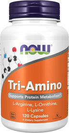 NOW Foods Tri-Amino con L-arginina, L-ornitina y L-lisina, 120 cápsulas