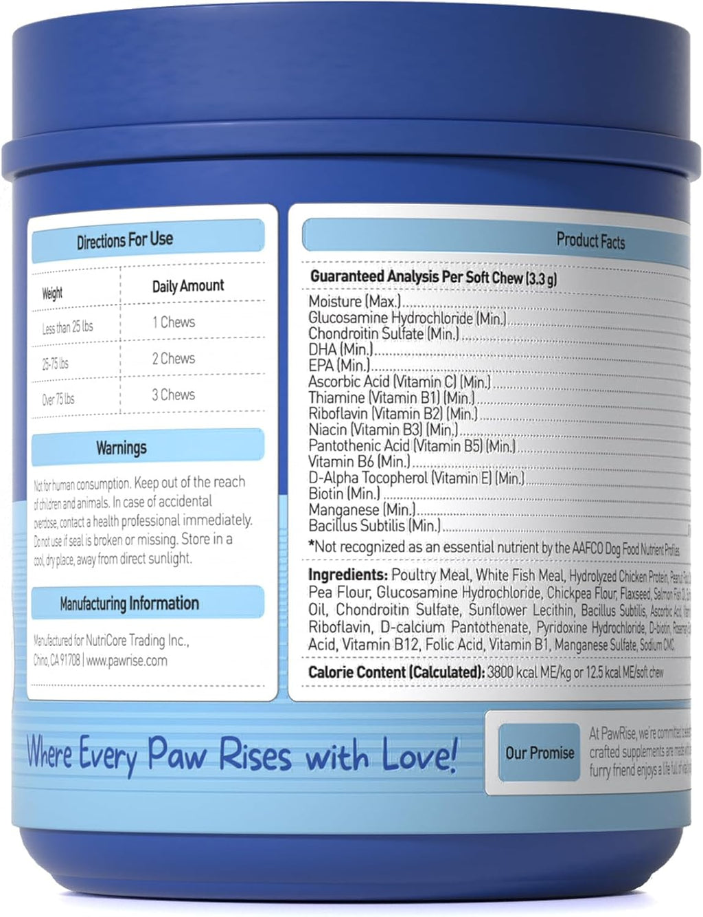PawRise Multivitamínico Completo para Perros – Apoyo para Articulaciones, Piel, Digestión e Inmunidad – 150 Comprimidos Masticables Sabor Pollo