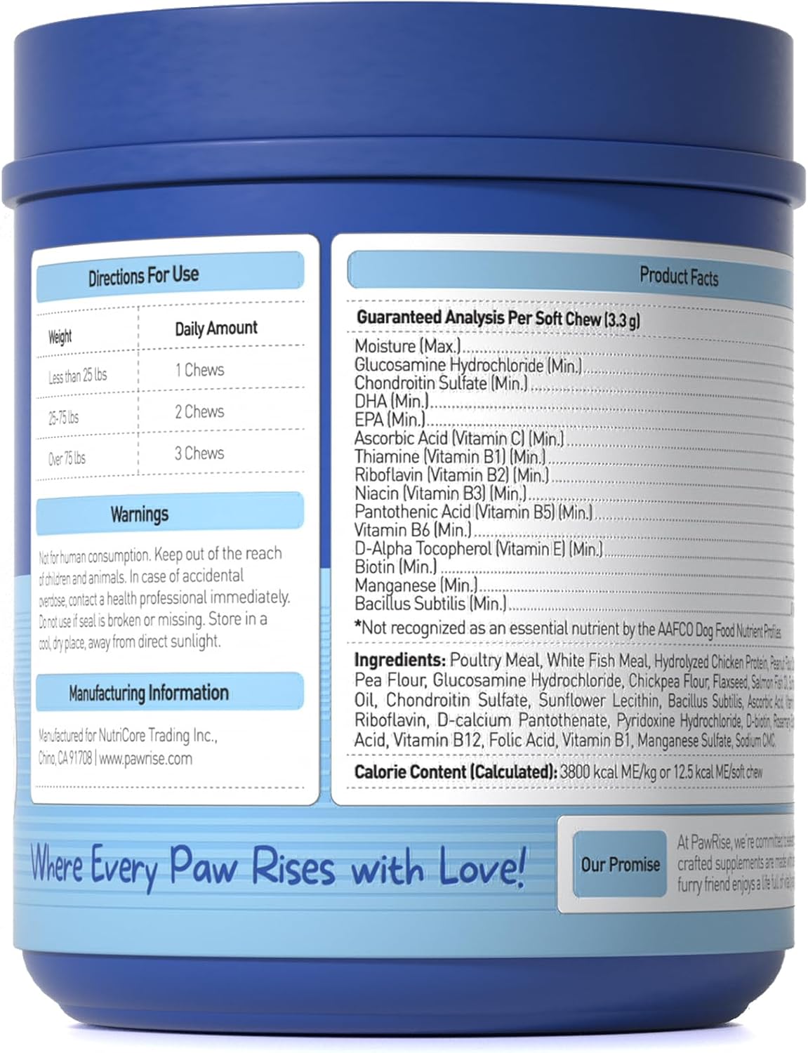 PawRise Multivitamínico Completo para Perros – Apoyo para Articulaciones, Piel, Digestión e Inmunidad – 150 Comprimidos Masticables Sabor Pollo