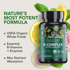 PlantFusion Organic Vitamin B-Complex, Complejo B Orgánico Vegano con B12 Metilada - 30 Cápsulas