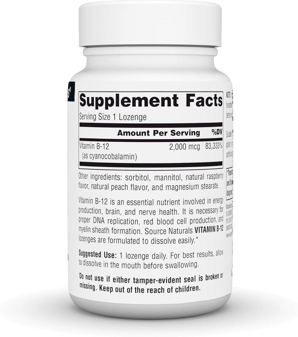 Source Naturals Vitamina B-12 2000 mcg - 100 Comprimidos Sublinguales