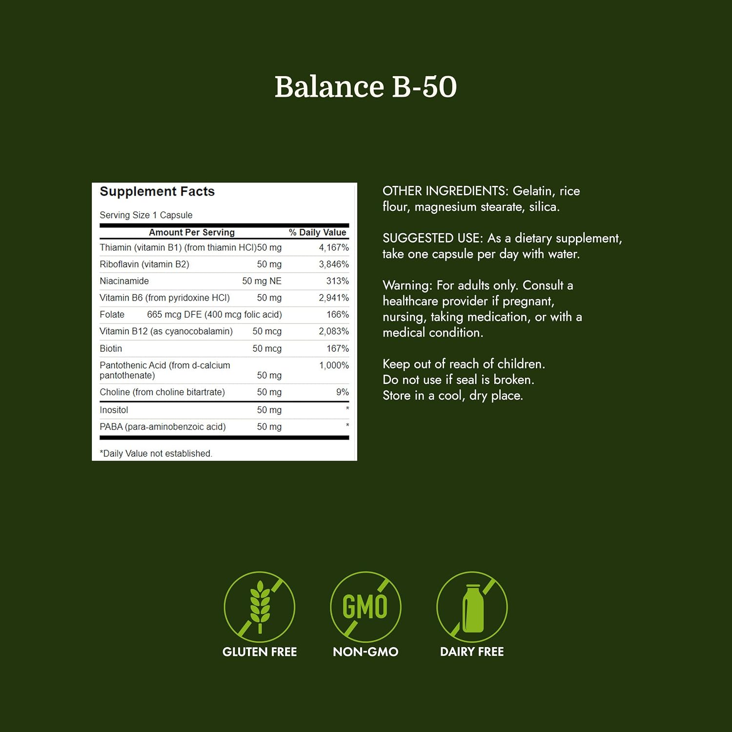 Swanson Balance B-50 Complejo B de Alta Potencia (250 Cápsulas)