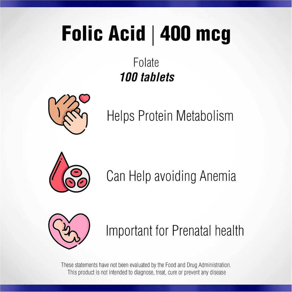 Ácido Fólico 400 mcg - 100 Comprimidos - Natural Systems