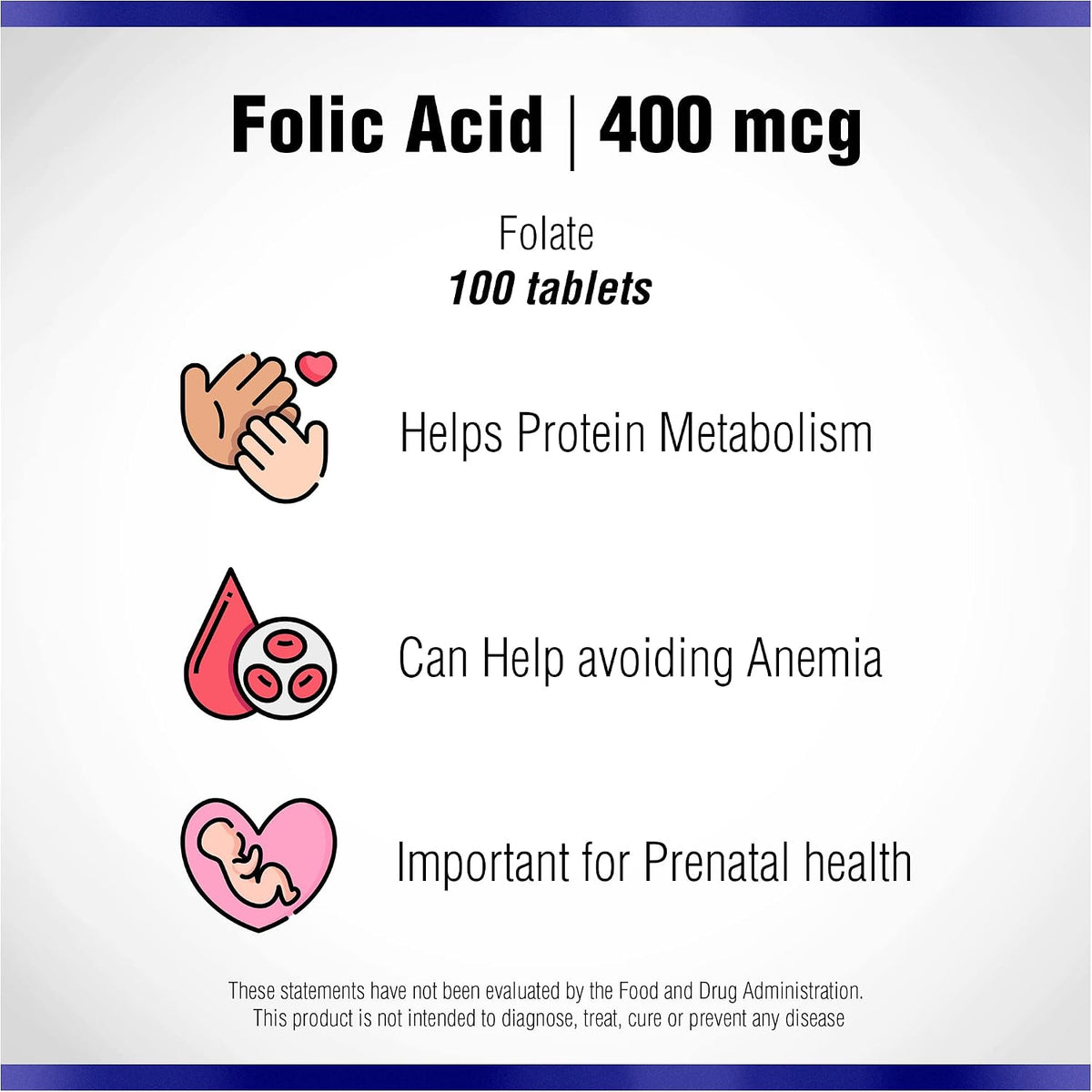 Ácido Fólico 400 mcg - 100 Comprimidos - – El ácido fólico contribuye a la formación normal de glóbulos rojos. – Image 6
