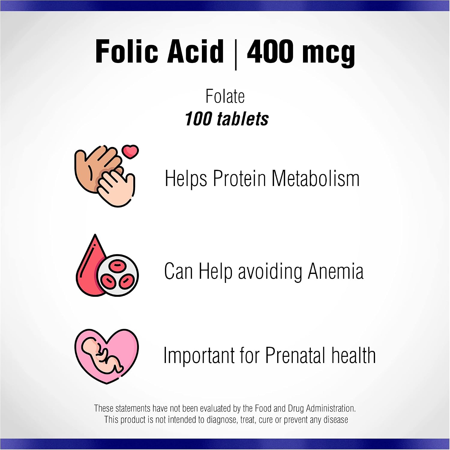 Ácido Fólico 400 mcg - 100 Comprimidos - Natural Systems