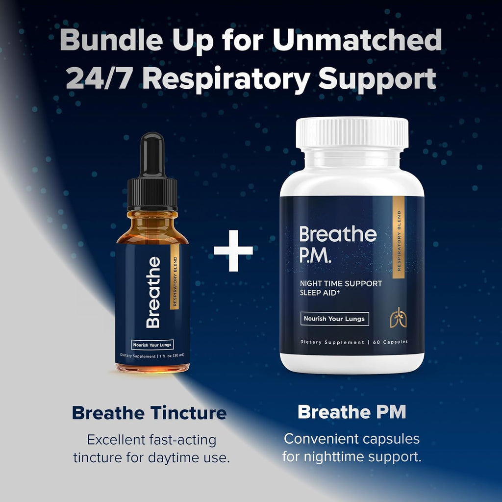 BREATHE PM, Cápsulas Nocturnas 6 en 1 con Mullein para la Salud Pulmonar (60 Cápsulas - 30 Días)