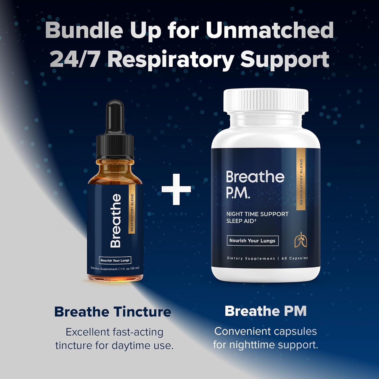 BREATHE PM, Cápsulas Nocturnas 6 en 1 con Mullein para la Salud Pulmonar (60 Cápsulas - 30 Días)