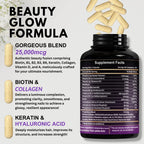 VITBOOST Biotin 25000 mcg con Ácido Hialurónico, Colágeno y Queratina – 60 Cápsulas