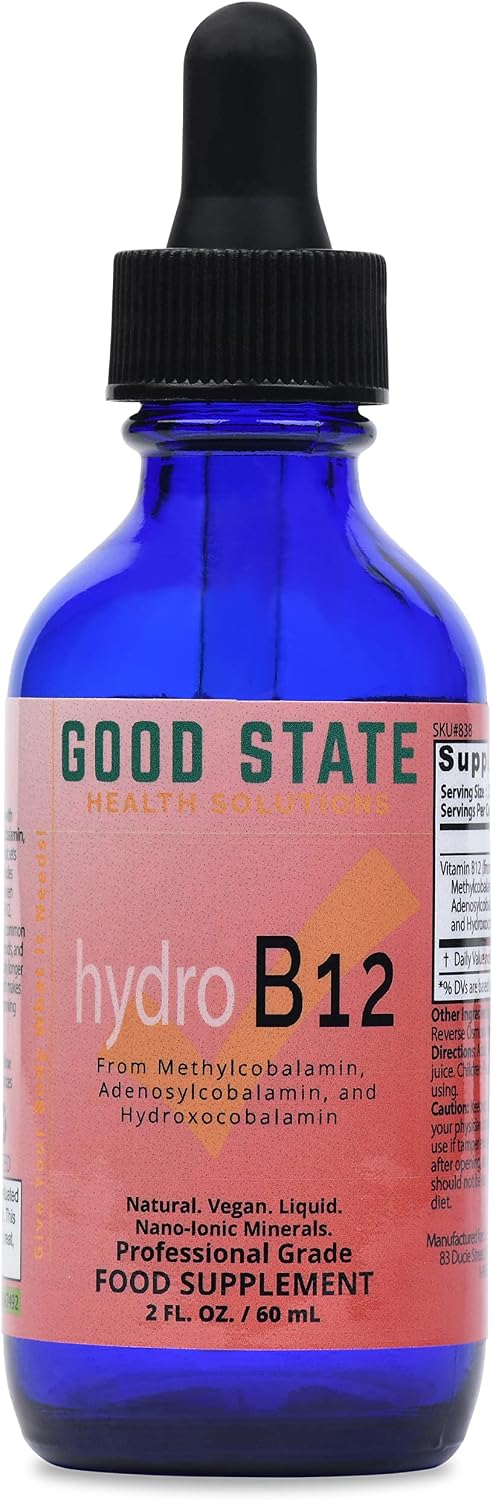 Good State Liquid Hydro B12 - 3000 mcg de Vitamina B12 Líquida, 60 dosis, Vegano