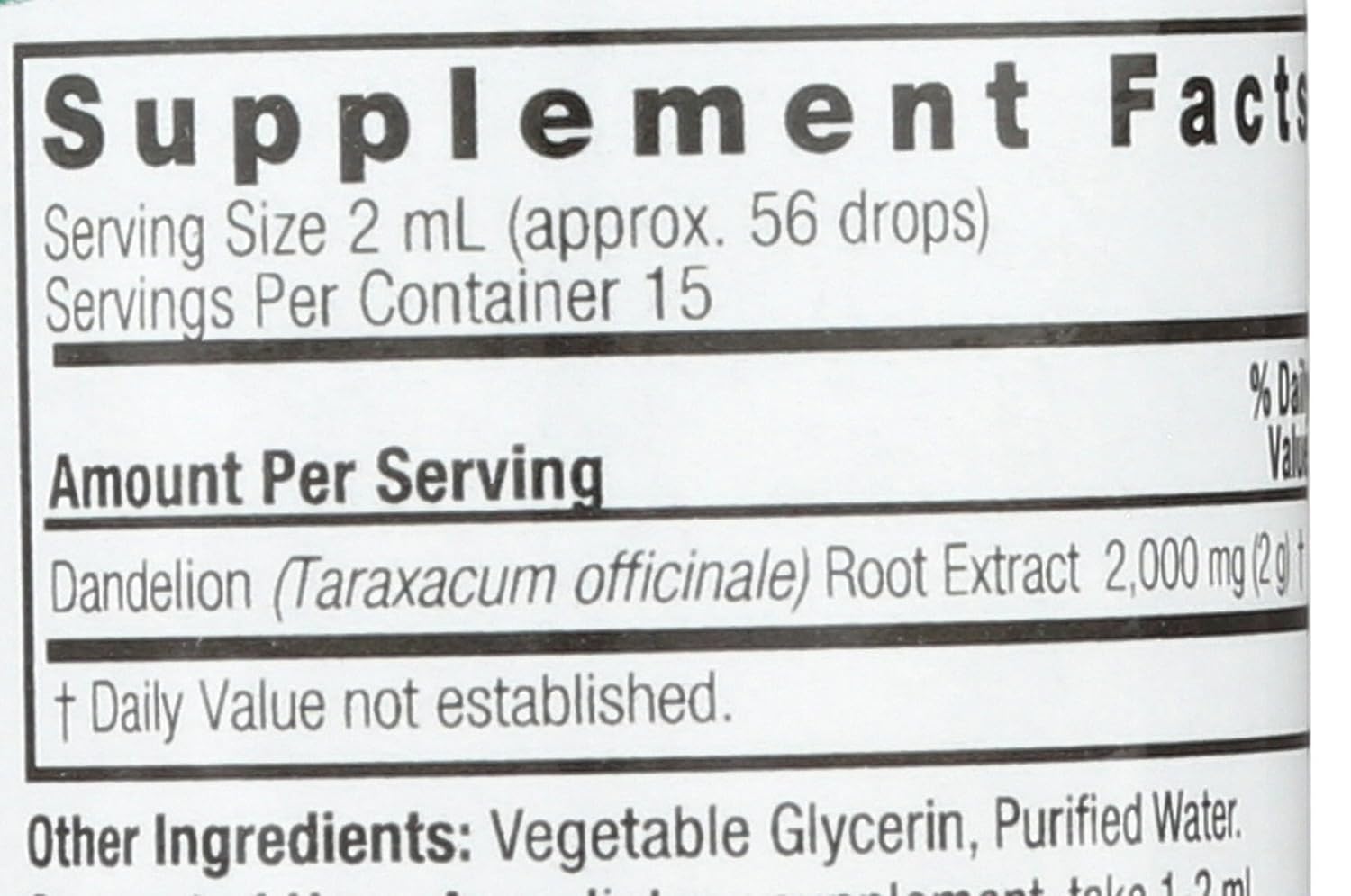 Nature's Answer Extracto de Raíz de Diente de León Sin Alcohol, 29.6 ml