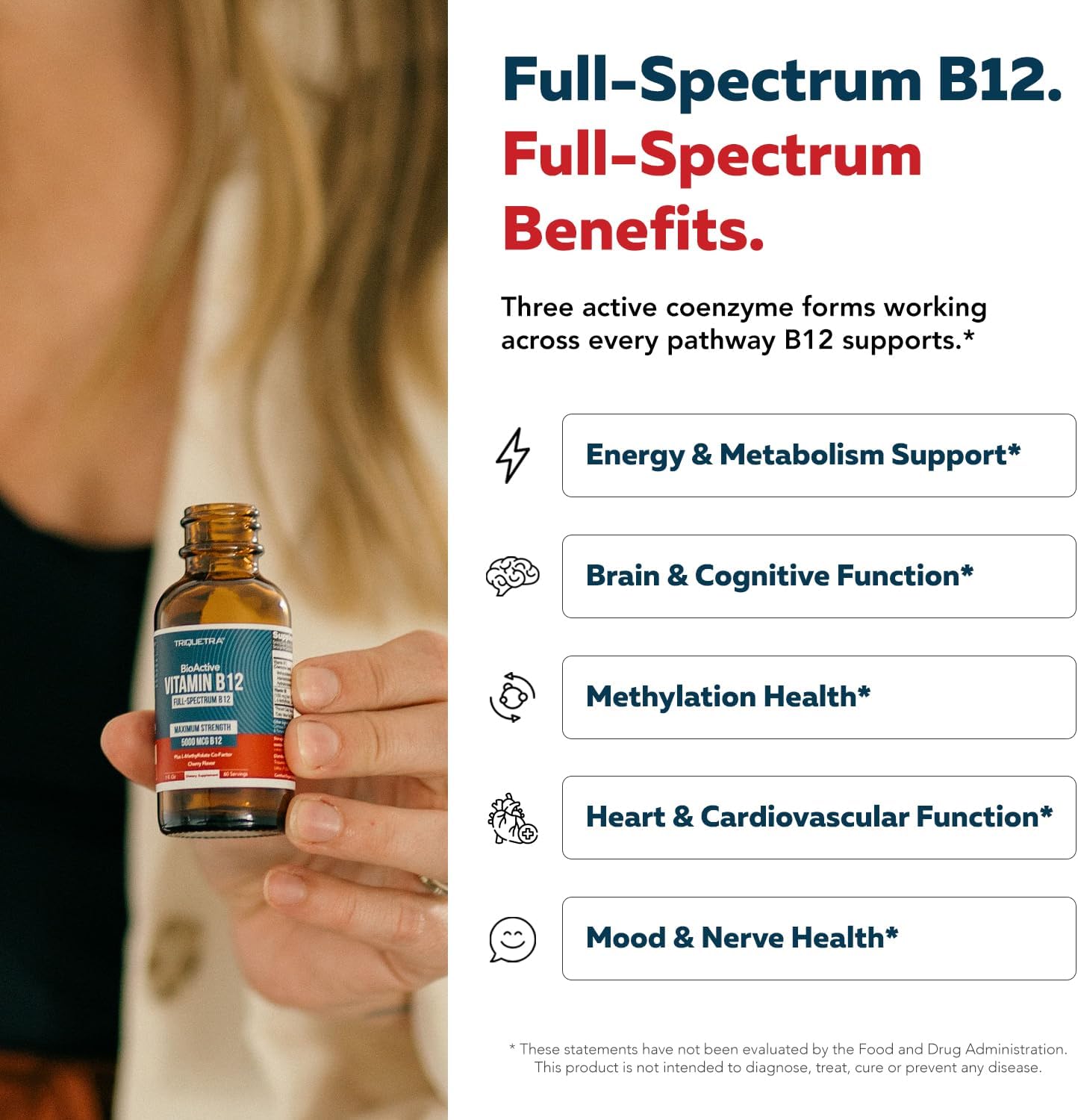 Triquetra Health BioActive Vitamin B12 5000 mcg - Gotas Sublinguales con 3 Formas Bioactivas
