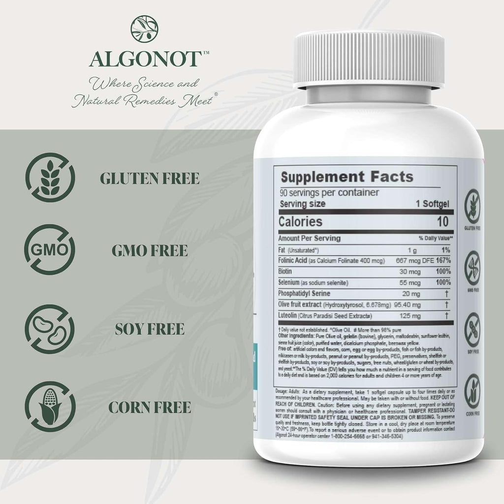 BrainGain, Luteolin and Key Ingredients with Olive Pomace Oil - 90 Capsules