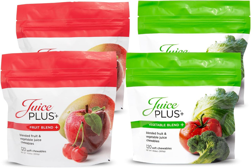 JuicePlus+ Fruit & Vegetable Blend Soft Chews - Gomitas Veganas de Frutas y Verduras para Adultos y Niños - Pack 4 Meses (4 paquetes)