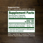 Vitamina C Tamponada 1500 mg - Ascorbato de Calcio, No Ácida, Favorable para el Estómago - 150 Cápsulas Vegetales