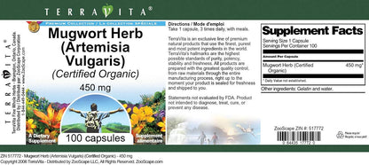 TerraVita Mugwort Herb (Artemisia Vulgaris) Orgánica - 450 mg - 100 Cápsulas - Pack de 3 – Image 4