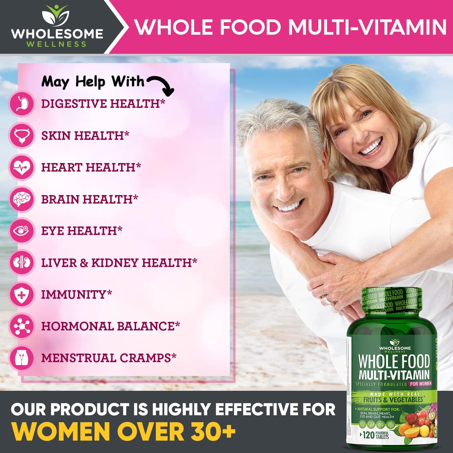 Wholesome Wellness Multivitamínico para Mujeres - 120 Comprimidos