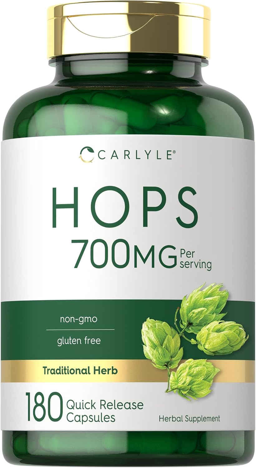 Carlyle Suplemento de Lúpulo 700mg | 180 Cápsulas | No-GMO y Sin Gluten | Hierba Tradicional