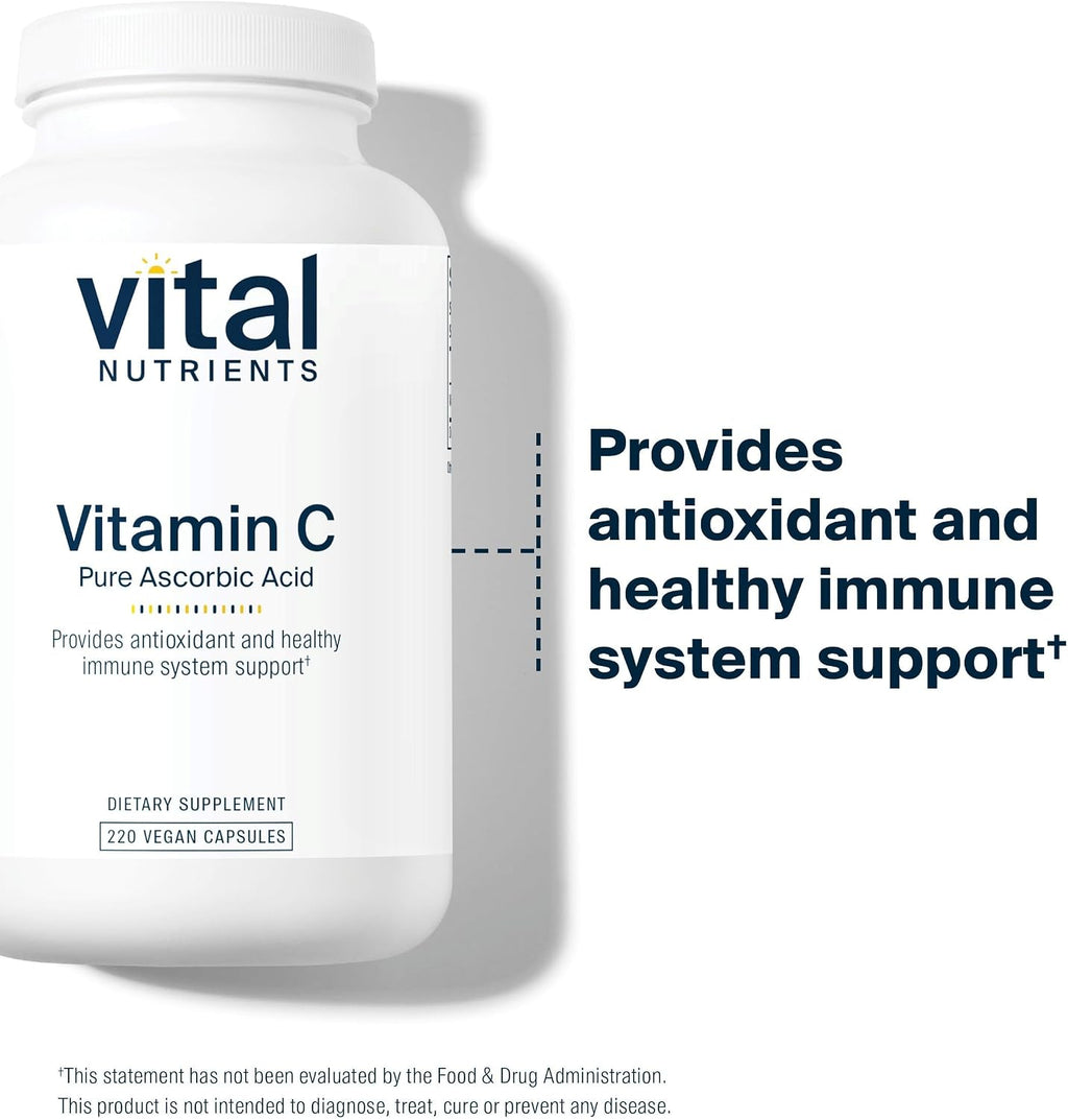 Vital Nutrients Vitamina C 1000 mg - 220 Cápsulas - Ácido Ascórbico Puro