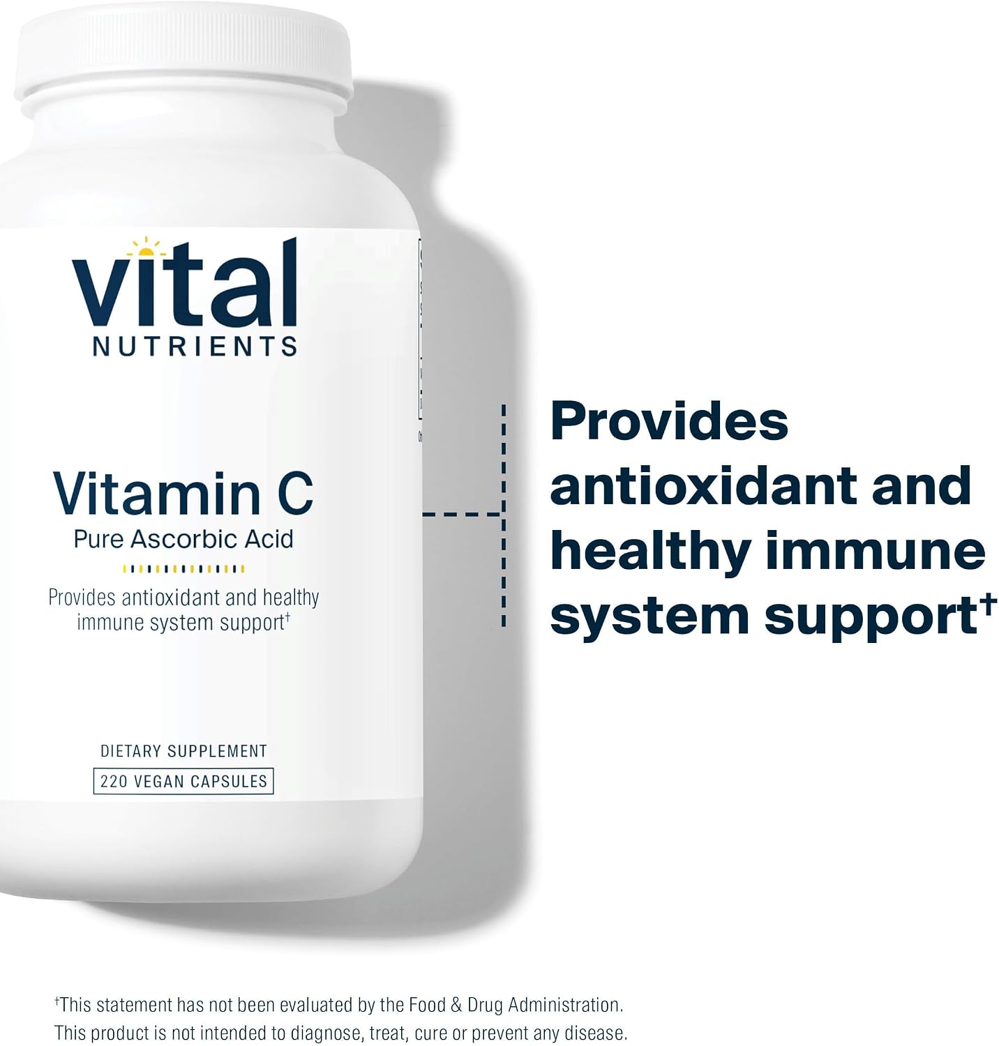 Vital Nutrients Vitamina C 1000 mg - 220 Cápsulas - Ácido Ascórbico Puro