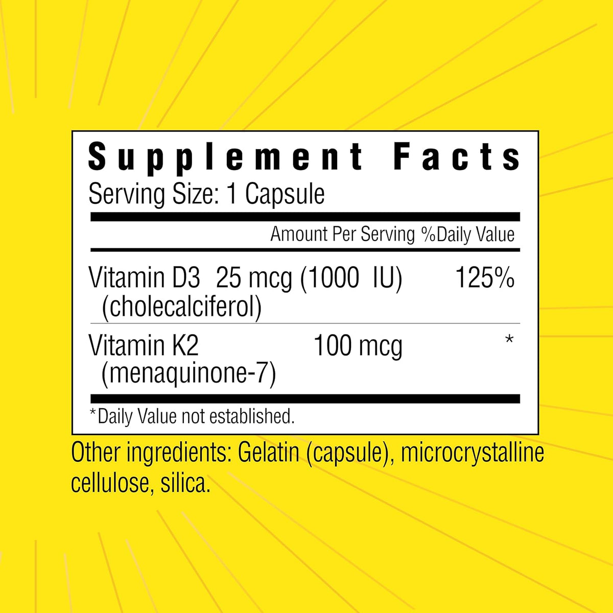 Sunshine Vitamina D3 25mcg 1000 UI con Vitamina K2 – Image 2