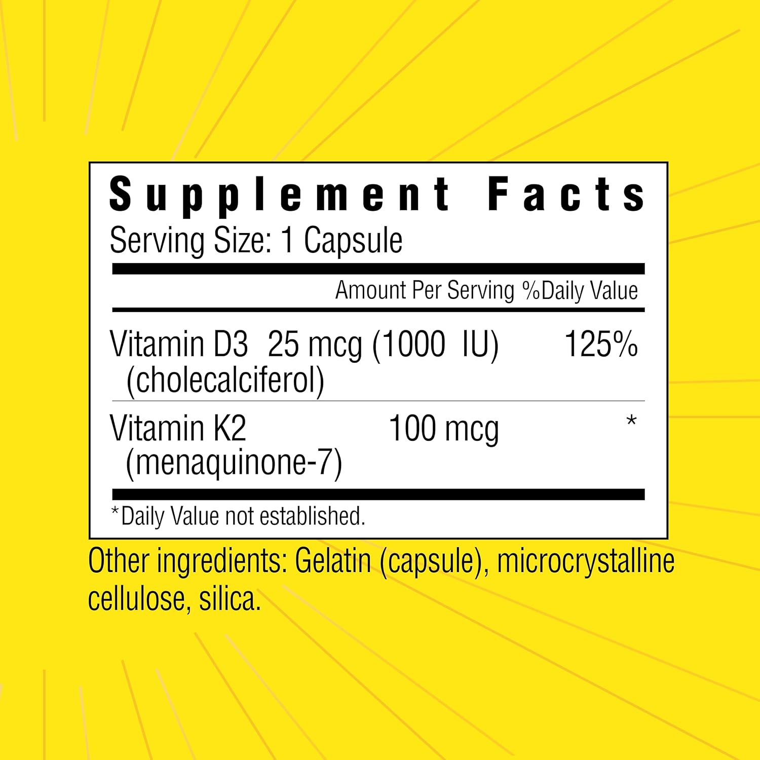 Sunshine Vitamina D3 25mcg 1000 UI con Vitamina K2