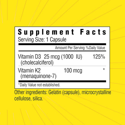 Sunshine Vitamina D3 25mcg 1000 UI con Vitamina K2 – Image 2