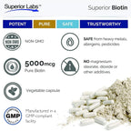 Superior Labs Natural Non-GMO Biotin - 5000 mcg, 120 Vegetable Capsules