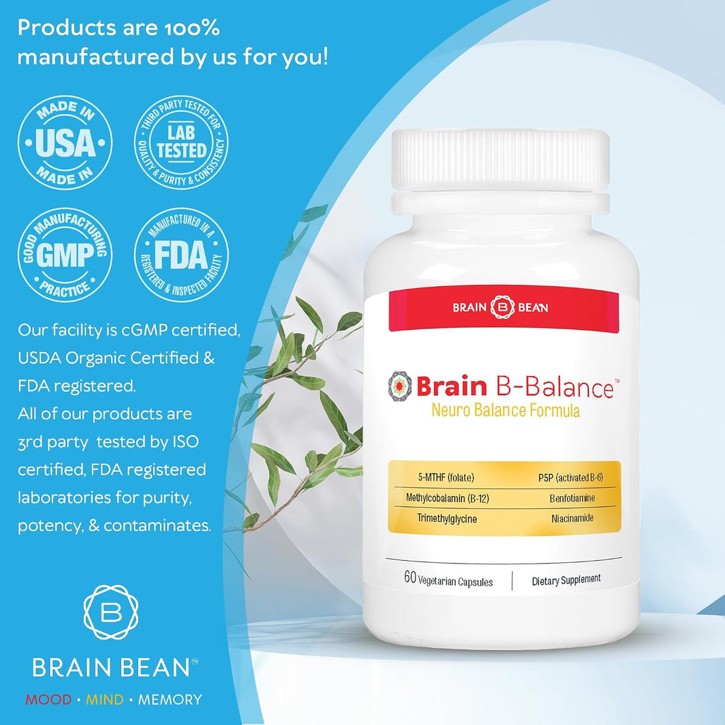 Brain B Balance: Complejo B Metilado - Fórmula Neurobalance - 60 Cápsulas Veganas