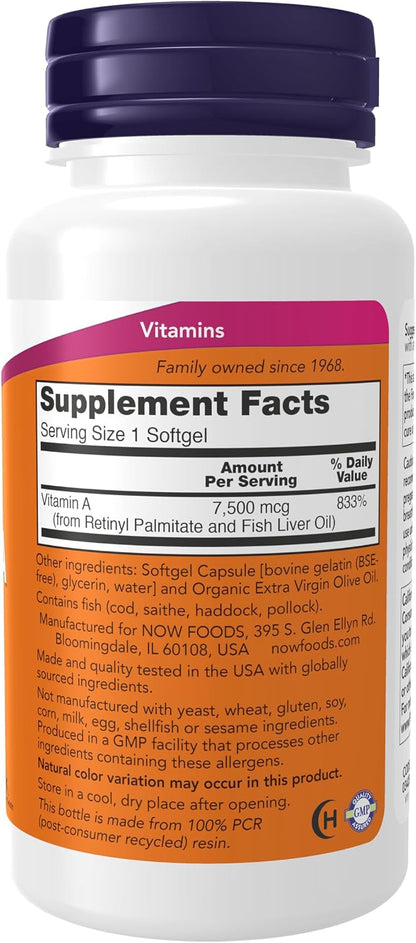 NOW Foods Vitamina A (Aceite de Hígado de – Funcionamiento normal del sistema inmunitario: Ayuda a mantener las – Image 2