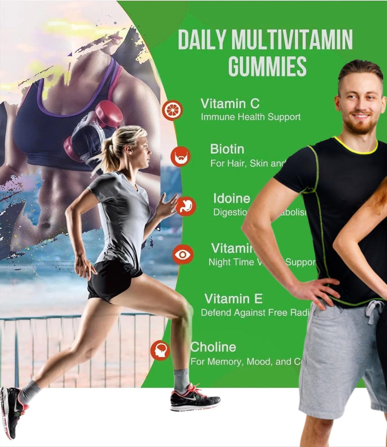 Organic Greek Multivitamin Gummies - 13 Vitaminas y Minerales - Sabor Arándano