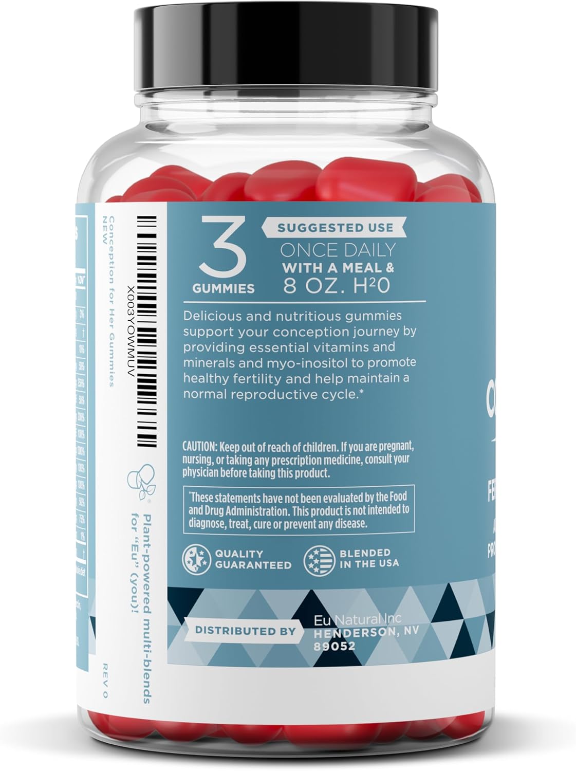 Conception for Her Fertility Gummies - Gominolas de Fertilidad para Mujer con Myo Inositol y Folato, 75 gominolas