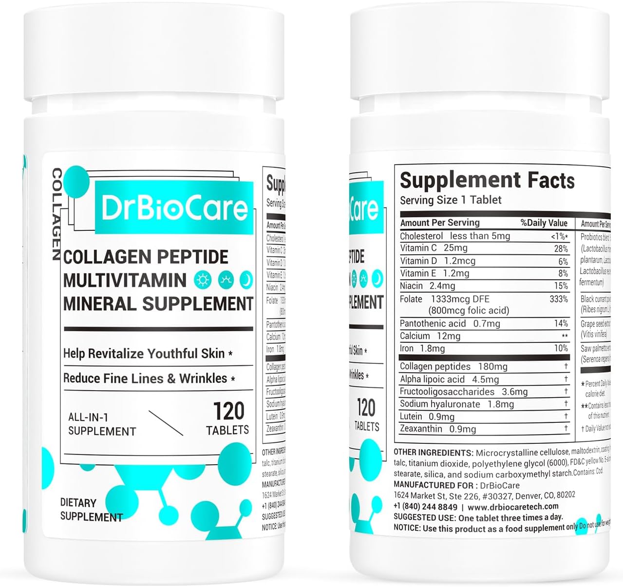 DrBioCare Colágeno para Mujeres: Suplemento de Belleza con Vitaminas y Minerales