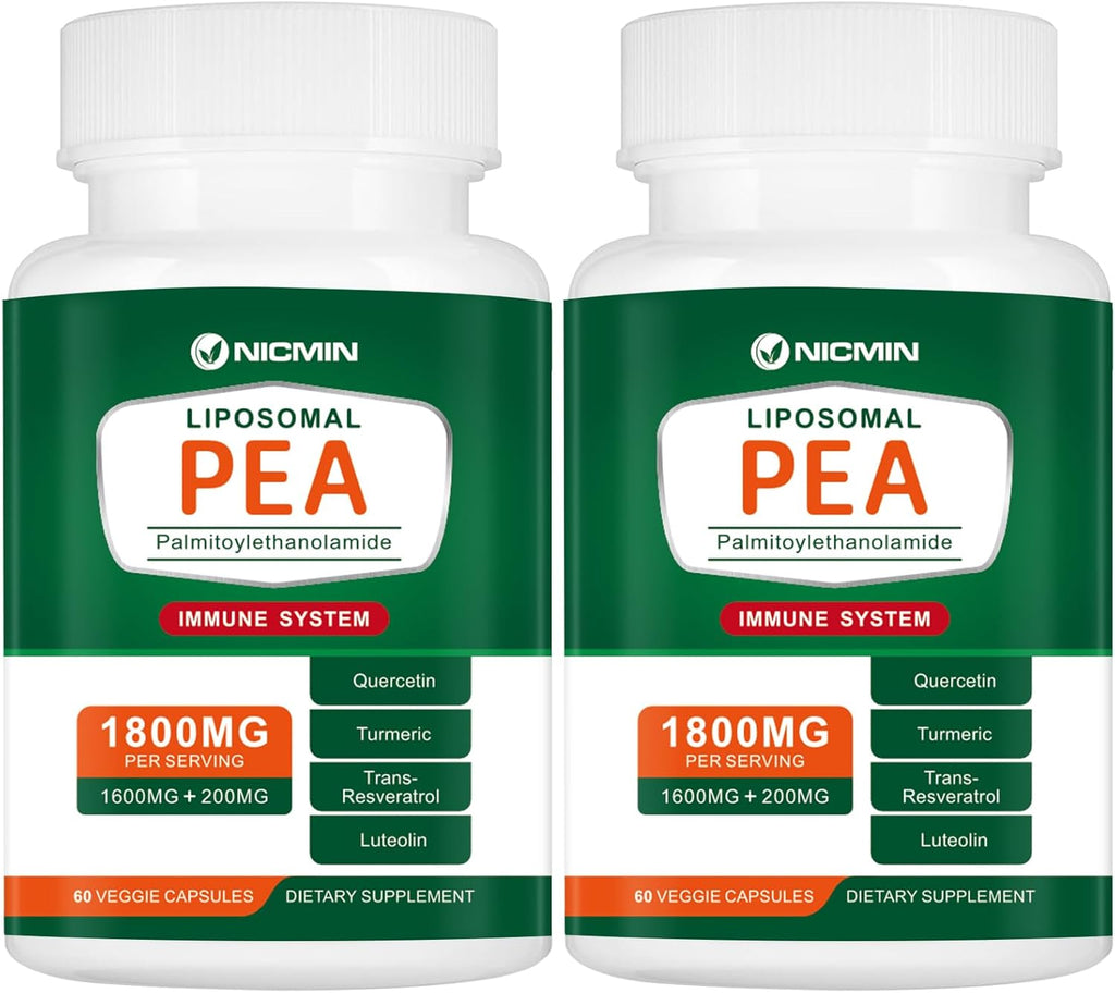 NICMIN 1600mg Palmitoylethanolamide con Luteolina y Quercetina, Alta Absorción, 120 Cápsulas