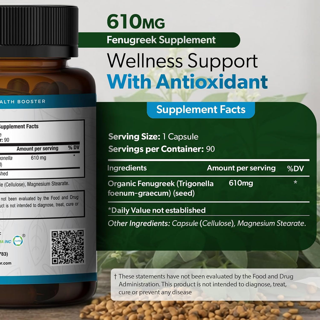 TRUEMED Cápsulas de Fenogreco Orgánico 610 mg – 90 Cápsulas Vegetales