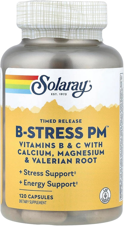 Solaray B-Stress PM Suplemento, 120 cápsulas – Image 1