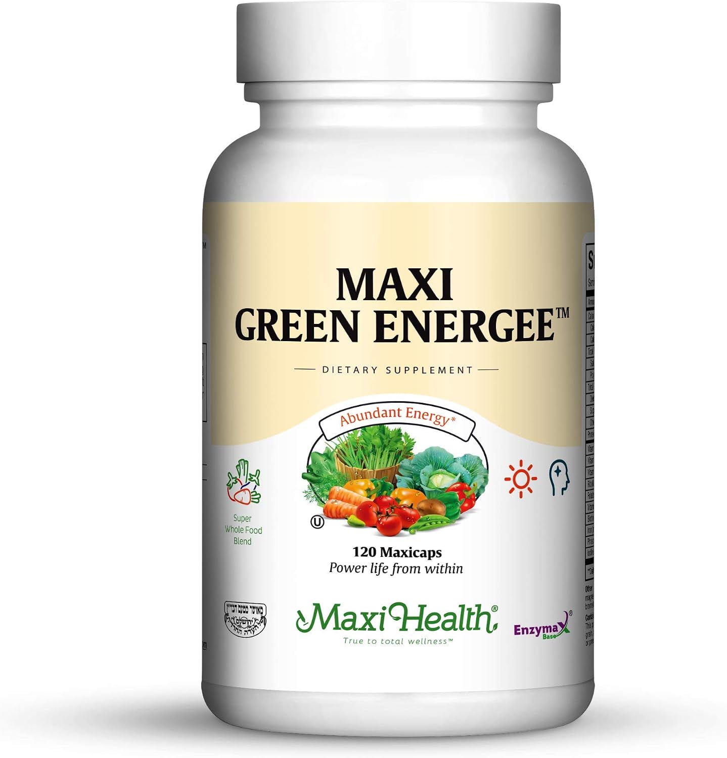 Maxi Health Super Greens – Complemento Alimenticio Integral para Energía y Sistema Inmunitario – 120 Cápsulas Veganas Kosher