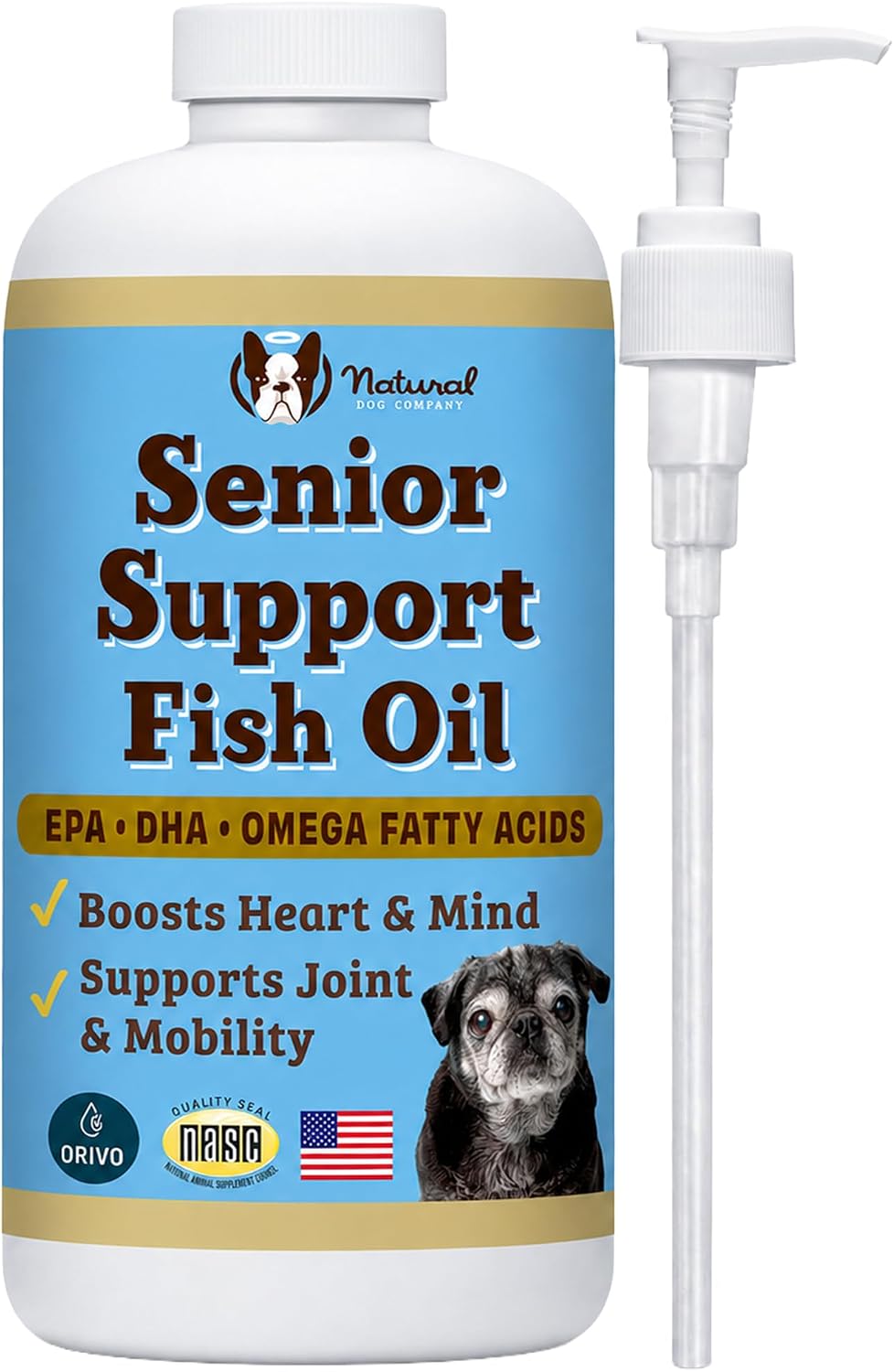 Natural Dog Company Vitaminas para Perros Senior - Masticables para Apoyo Cognitivo, Cardíaco y Visual, 90 unidades