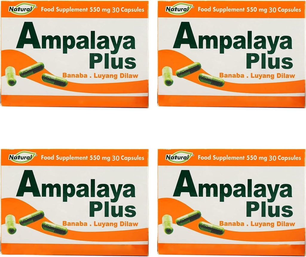Pack de 4 Ampalaya Plus Suplemento 550mg - Total 120 Cápsulas - Natural y Vegano - Cápsulas Orgánicas de Melón Amargo - Suplemento Alimenticio Herbal Halal