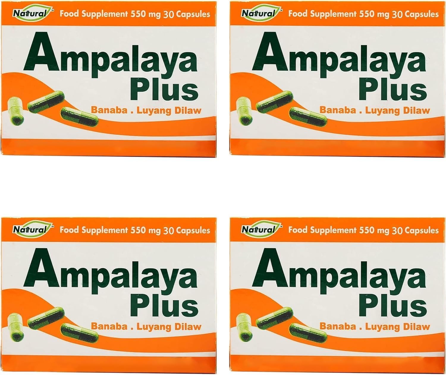 Pack de 4 Ampalaya Plus Suplemento 550mg - Total 120 Cápsulas - Natural y Vegano - Cápsulas Orgánicas de Melón Amargo - Suplemento Alimenticio Herbal Halal