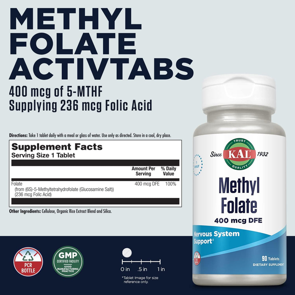 KAL Methyl Folate 400 mcg - 5-MTHF Forma Activa - 90 Comprimidos
