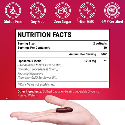 Suplemento de Fisetina Liposomal 98% Puro 1200 mg - 120 Cápsulas | Genogna – Image 6