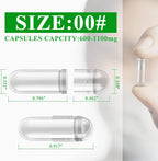 wananfu Cápsulas Vacías Vegetarianas Tamaño 00 (500 uds) con Micro Cuchara de Laboratorio
