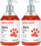 Brilliant Norwegian Salmon Oil for Dogs, Cats, Horse, Ferret - Pure Omega 3, 6 & 9 - 2x500 ml