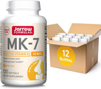 Jarrow Formulas MK-7 90mcg - Vitamina K2 (MK-7) - 120 Cápsulas Blandas (12 Envases)
