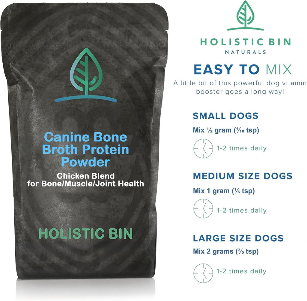Holistic Bin Canine Chicken Blend Protein Powder Dog Food Toppers | Daily Supplement Powder with Bone Broth, Collagen & Essential Amino | Mobility, Recovery & Overall Wellness | Chicken (50g)