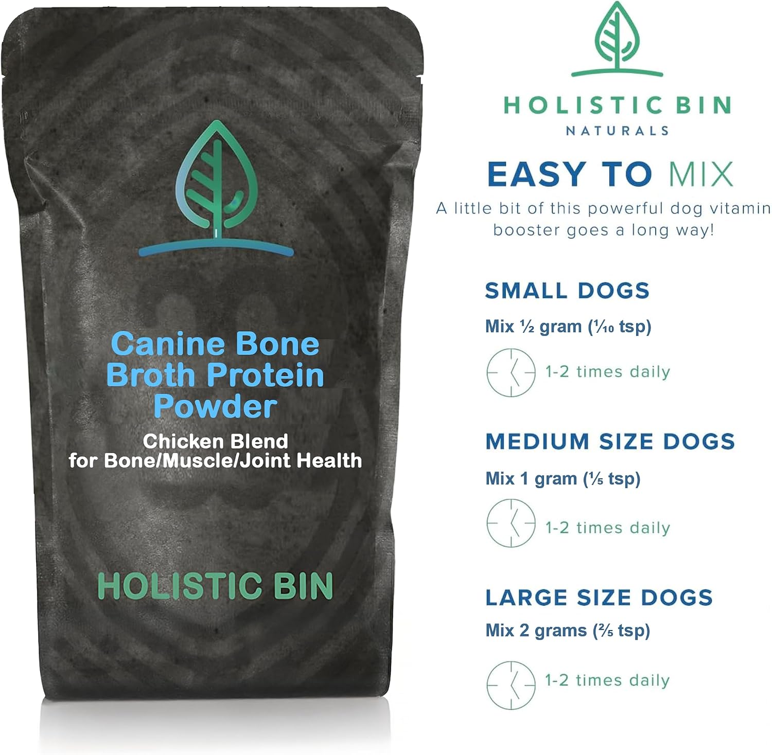 Holistic Bin Canine Chicken Blend Protein Powder Dog Food Toppers | Daily Supplement Powder with Bone Broth, Collagen & Essential Amino | Mobility, Recovery & Overall Wellness | Chicken (50g)